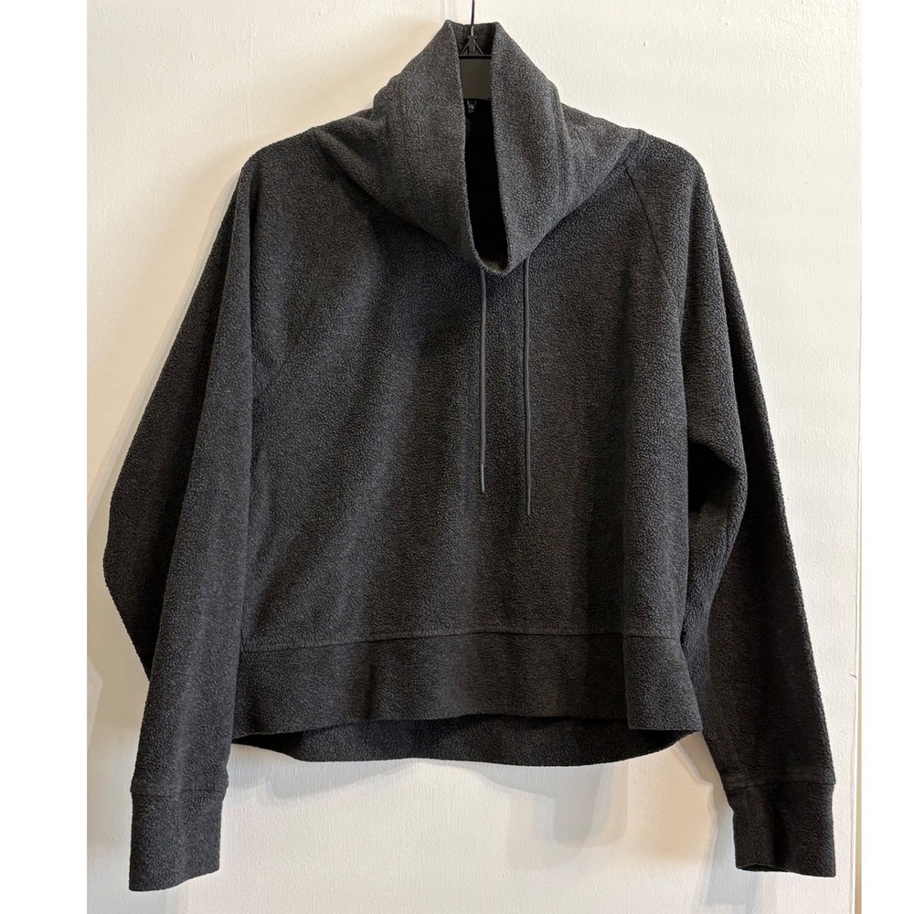Old Navy Womens Fleece Crop Pullover Gray Size Large Funnel Neck Sweatshirt‎
